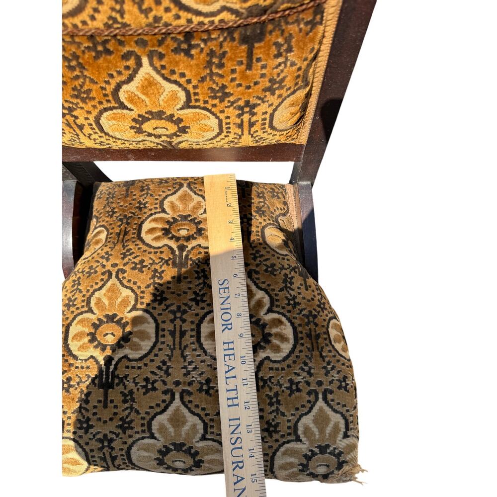 Antique Victorian EASTLAKE Walnut Chair Carved Accent Upholstered Velvet Spring - Picture 9 of 10